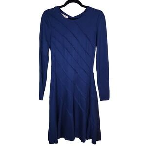 Oscar de la Renta long sleeve ruffled zip up blue dress size 4 small